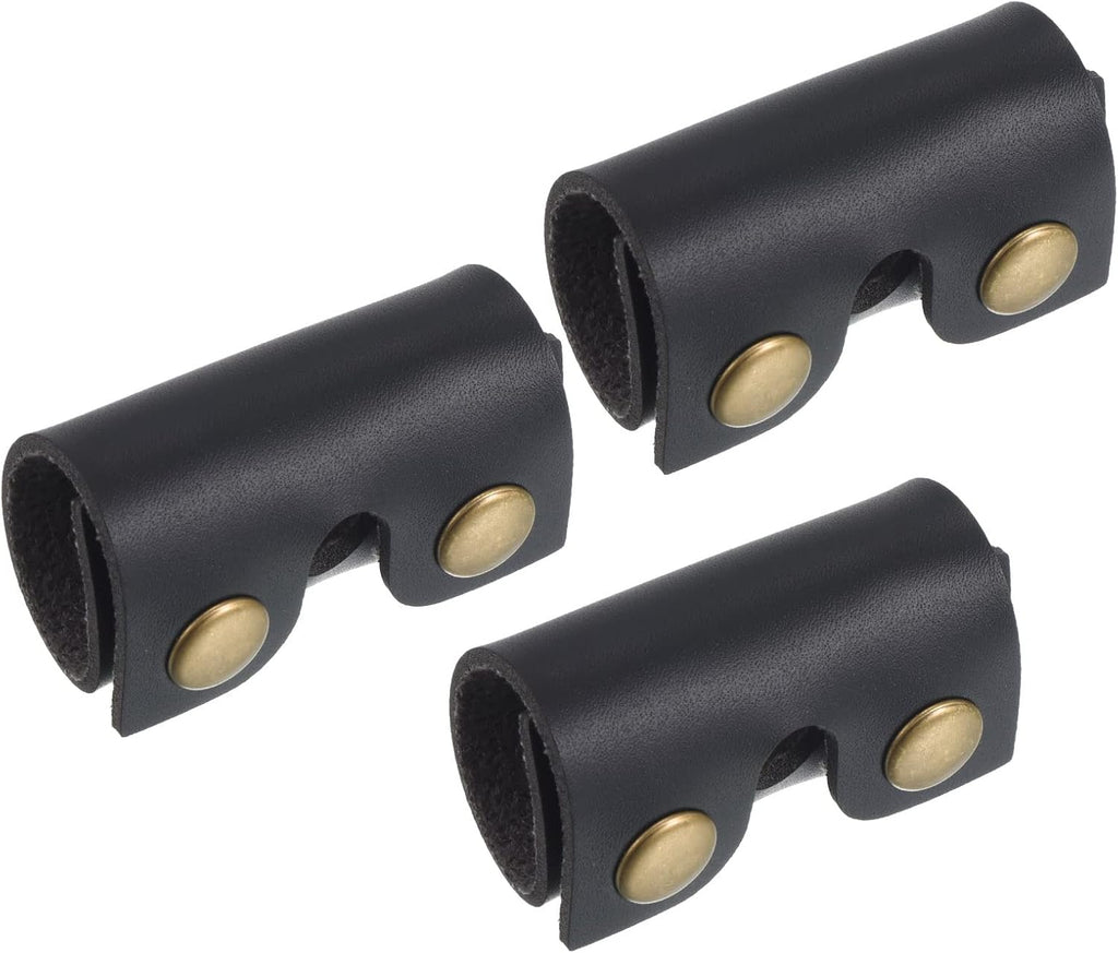 PATIKIL Leather Razor Head Protecting Cover, 3 Pack Double Edge Safety Razor Head Protecting Sheath Shaver Tip Cover for Travel, Black
