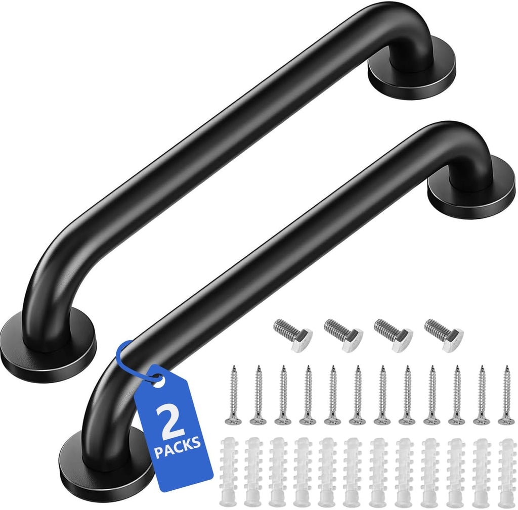 Safety Grab Bars for Bathroom, 16 Inch 304 Stainless Steel Handrail, Non-Slip Shower Grab Bar for Toilet, Tub & Stairs, Indoor & Outdoor Wall Mount, Supports 500 lbs (2 Pack)