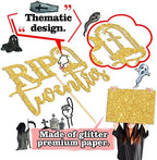 Rip Twenties Cake Topper, Death to My Twenties/Funeral for My Youth Cake Decorations, Old English Themed 30th Birthday Party Decorations Supplies for Men Women, Gold Glitter