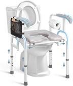 Bariatric Raised Toilet Seat with Handles Wide Toilet Seat Riser for Large Seniors with Adjustable Height & Width Heavy Duty 500lb Handicap Elevated Toilet Seat for Big Elderly Pregnant