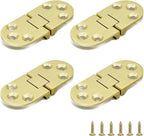 4 Pcs Brass Butler Tray Hinge Round Edge, 180 Degree Folding Flip Top Ellipse Table Clamshell Hinge for Folding Furniture Sewing Machine with Screws