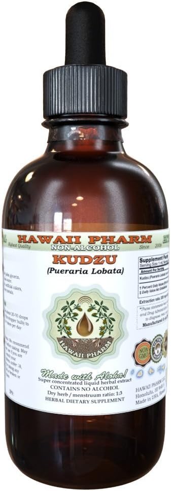 Hawaii Pharm Kudzu Alcohol-Free Liquid Extract, Professional Grade, Small Batch Kudzu (Pueraria lobata) Dried Root Glycerite 2 oz