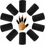 10 pcs Black Finger Protector Sleeve Elastic Compression Finger Support Brace Sports Aid Arthritis Band Wraps for Basketball Tennis,Baseball Cricket Volleyball Badminton Boating