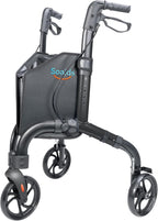 3 Wheel Walkers for Seniors with Bag and Hand Brakes, Lightweight Foldable Rollator with Swivel Front Wheel, Adjustable Height, Compact Mobility Aid for Elderly, Indoor Outdoor Use (Black)