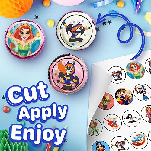 30 x Edible Cupcake Toppers Themed of Dc Super Hero Girls Collection of Edible Cake Decorations | Uncut Edible on Wafer Sheet