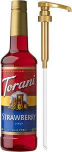 Torani Strawberry Syrup for Drinks, Flavoring for Iced Tea, Lemonade, and Sodas, Pump Included, 25.4 Oz