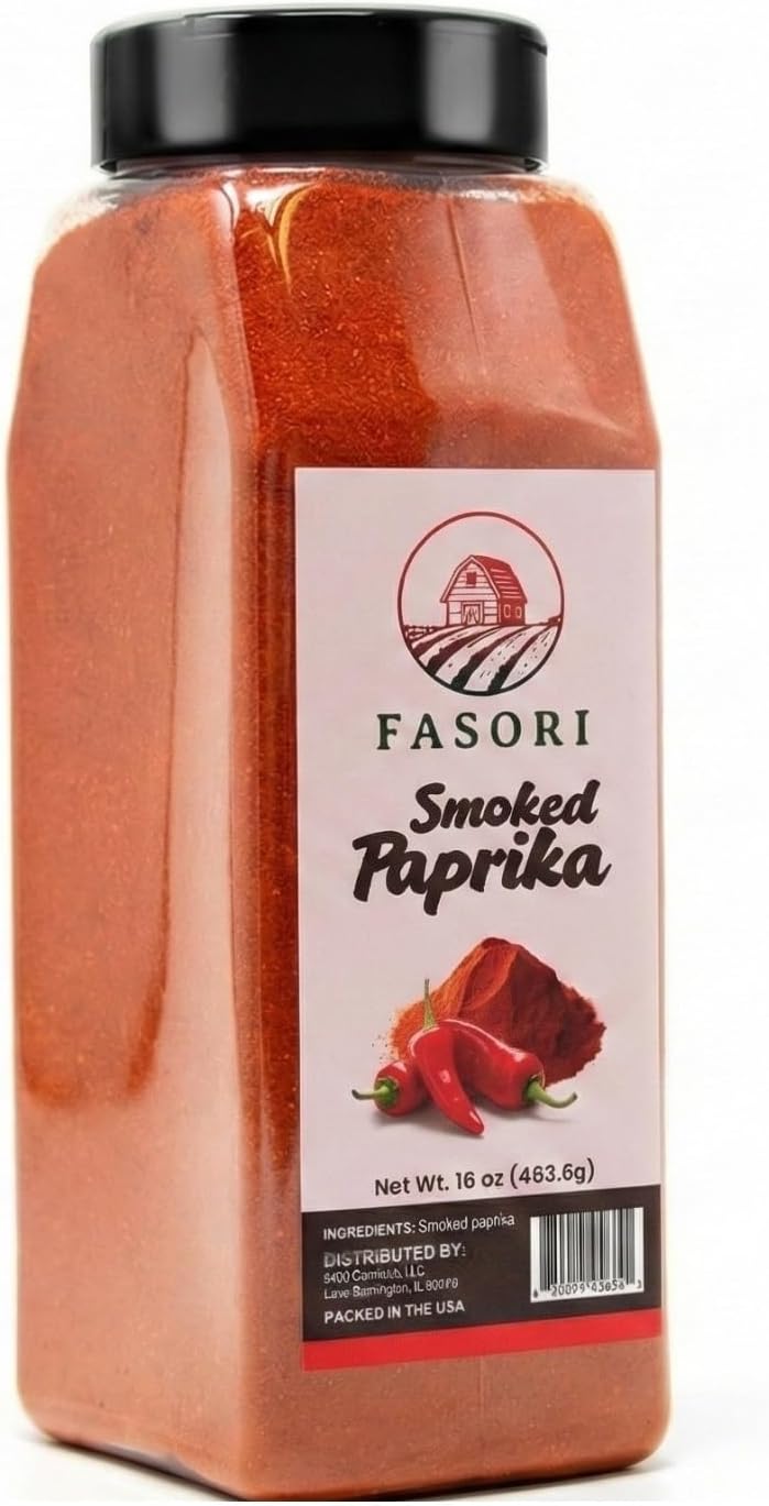 Fasori Smoked Paprika Powder 16 oz (453 g) – Oak Wood Smoked Paprika Spice, Bold Smoky Flavor, Perfect for Cooking, BBQ & Grilling