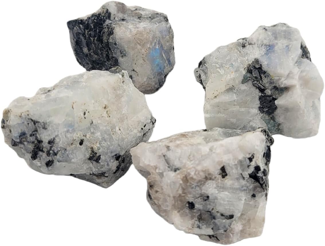 3-5Pcs Moonstone Natural Raw Crystals 1''-2'' Rough Stones Rocks for Tumbling Polishing Cabbing Gemstones Crystals and Healing Stones for Wicca Reiki,Fountian Rocks for Decorations (Moonstone)