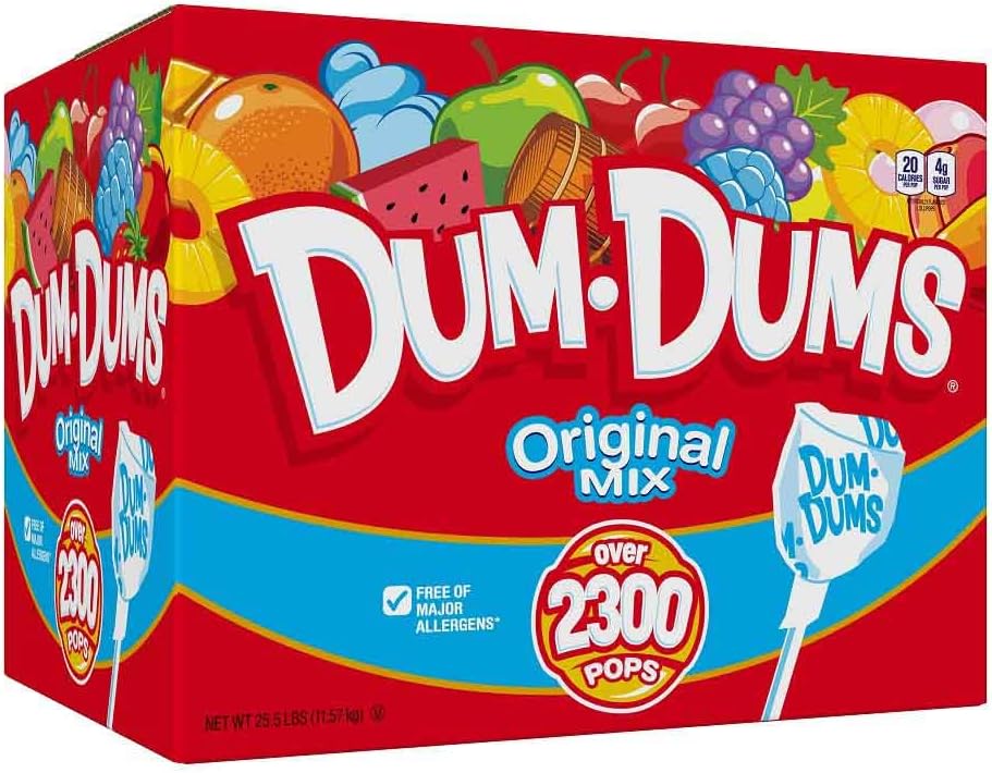 Dum Dums Original Mix 2,300 Count Box- All-Time Classic Flavors - Bulk Suckers, Lollipops Individually Wrapped, Candy Mix Variety Pack - Bulk Candy for Any Occasion