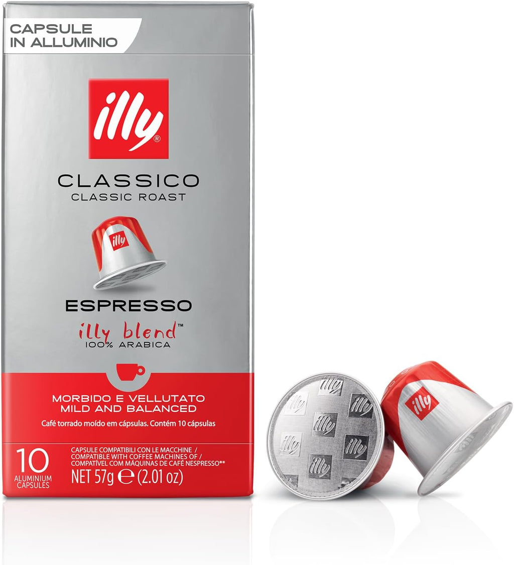 Illy Espresso Compatible Capsules - Single-Serve Coffee Capsules & Pods - Classico Roast - Notes Of Caramel, Orange Blossom & Jasmine Coffee Pods - For Nespresso Coffee Machines – 10 Count