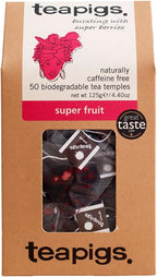 Teapigs Super Fruit Tea Made With Whole Fruit, Natural Ingredients, Non-GMO, Caffeine-Free Berry Infusion – 50 Count (1 Pack of 50 Teabags)