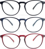 KoKoBin Retro Round Reading Glasses for Men Women 3 Pack Spring Hinge Fashion Readers