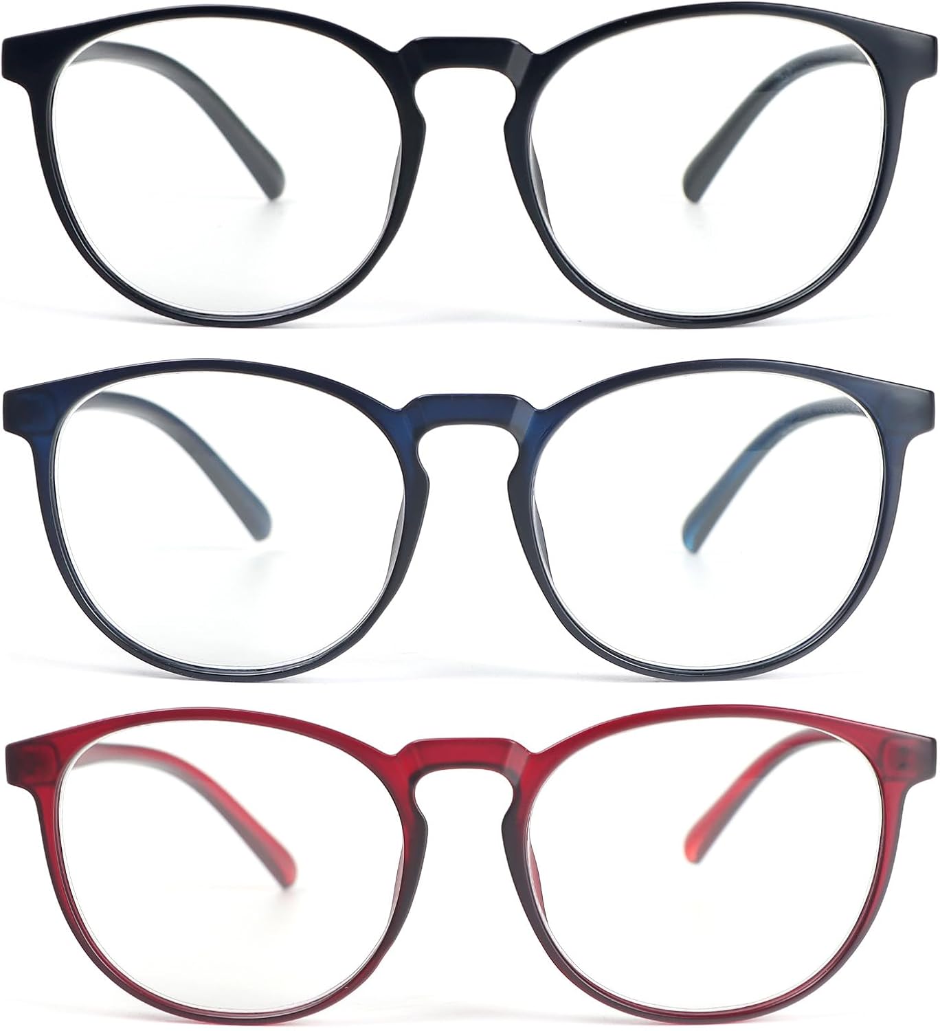 KoKoBin Retro Round Reading Glasses for Men Women 3 Pack Spring Hinge Fashion Readers