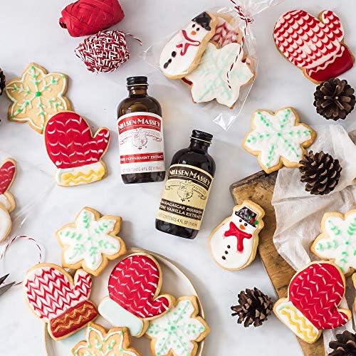 Nielsen-Massey Holiday Gifts Food Flavoring Bundle, Almond Extract, Peppermint Extract, Madagascar Bourbon Pure Vanilla Extract for Baking and Cooking, 2 Ounce Bottles