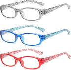 3-Pack Blue Light Blocking Reading Glasses Spring Hinge Frame Readers for Men Women,Computer Eyeglasses