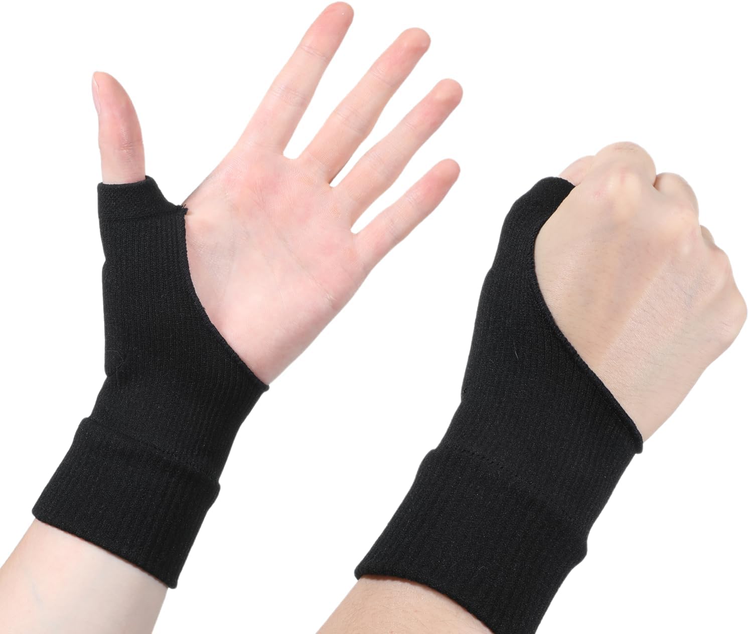 Thinp 2 Pcs Thumb Wrist Brace Arthritis Gloves for Women Men, Elastic Thumb Compression Sleeve Fingerless Wrist Support Brace for Arthritis Sports Splint Liner, Fits Left & Right Hands