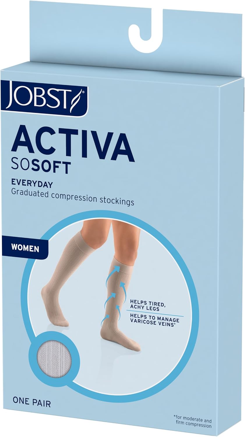 JOBST ACTIVA SoSoft 20-30 mmHg Compression Socks Knee High Closed Toe, Brocade Design