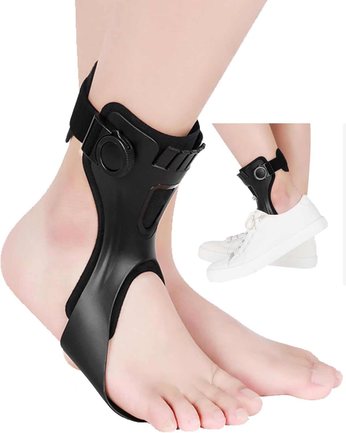 AFO Drop Foot Brace for Walking - Upgraded, Comfortable & Efficient, Adjustable, For Achilles Tendonitis, Plantar Fasciitis, Stroke, TBI, ALS, MS, Bone Fracture ASO(Right, M)