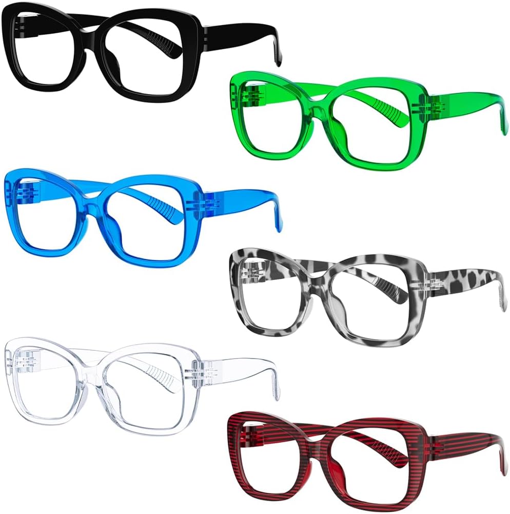 Eyekepper 6 Pack Metalless Screwless Spring Hinges Reading Glasses for Women Ladies Stylish Readers Cheaters +1.00