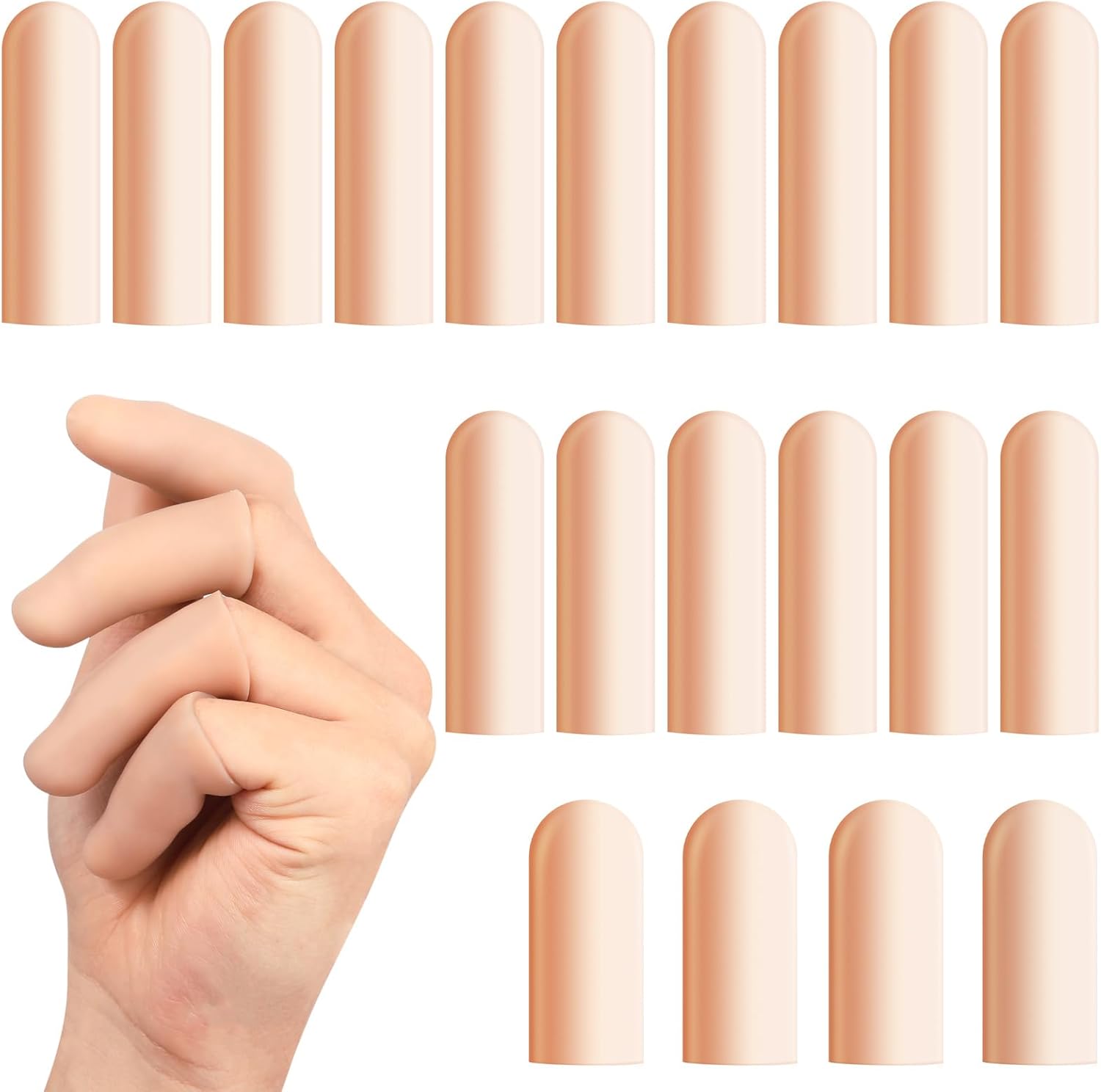 20 Pcs Gel Finger Cots - Reusable Silicone Finger Protectors & Thumb Cots, Flexible Shields for Stiff Sore Fingers Against Dryness, Rubbing, and Skin Stress During Daily Activities