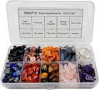 10 Kinds Gemstones and Crystals Set Tumbled Chips Crystals for Jewelry Making,Candle Making,Crushed Stones Rocks and Minerals Science Kit,Black Tourmaline,Rhodonite