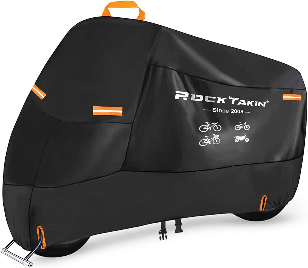 Bike Cover for 1 Bike Outdoor Waterproof, 300D Oxford Heavy Duty Bicycle Cover Rain Dust UV Wind Proof Bike Tarp with Reflective Strips Storage Bag for Mountain Road Electric Bike