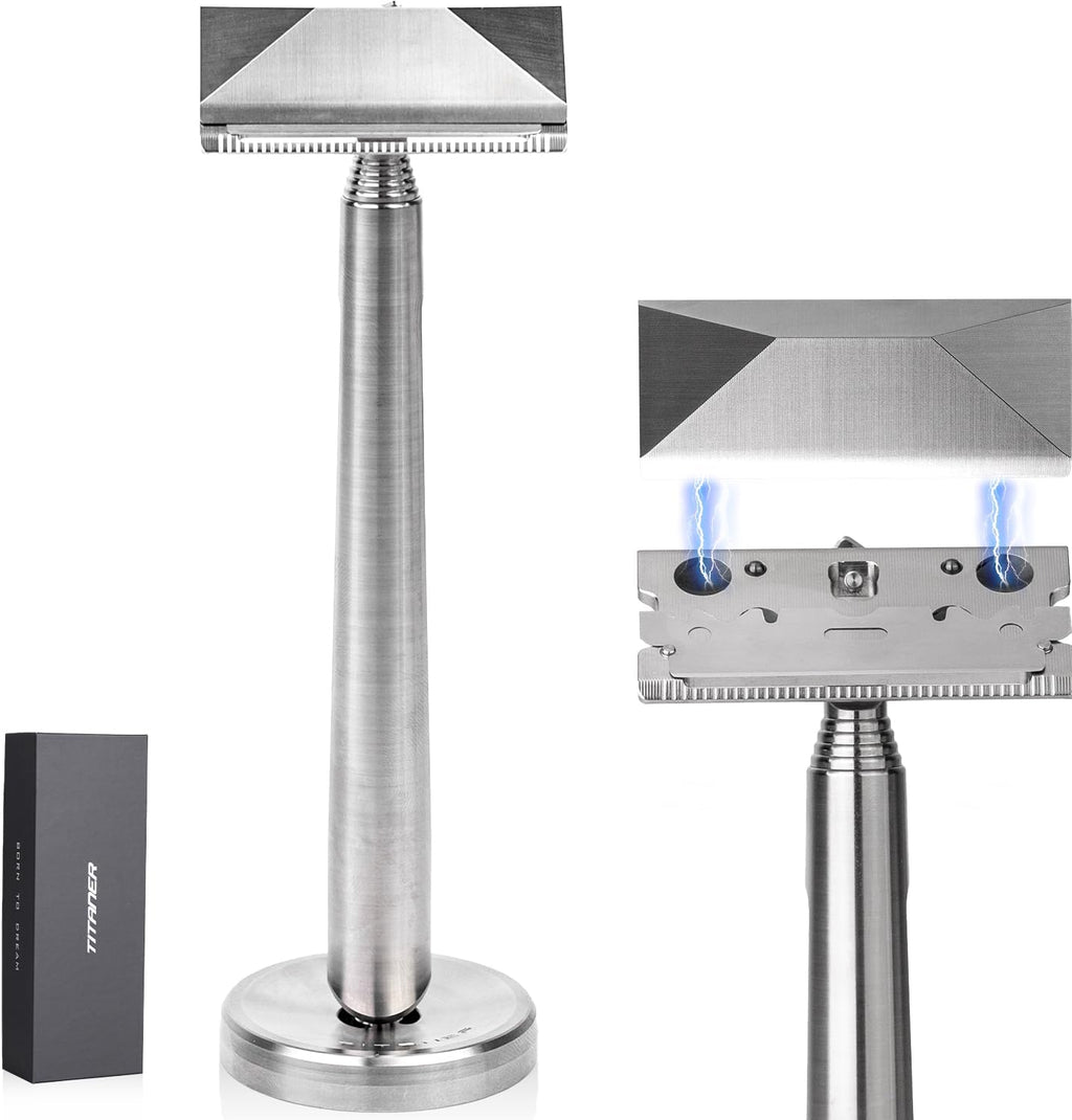 TiGlide S1: Unparalleled Single-edge Titanium Razor, Single Edge with Stand, Lightweight 75g, Irritation-Free Wet Shave for Men, Rust-Proof Ergonomic Shaving Razor for Beginners Adult Titanium