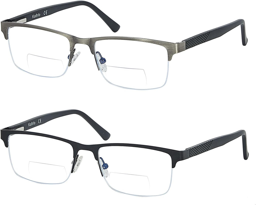 Bifocal No Line Progressive Multifocus Reading Glasses Men Multifocal Reader Blue Light Computer Metal Frame Eyeglass