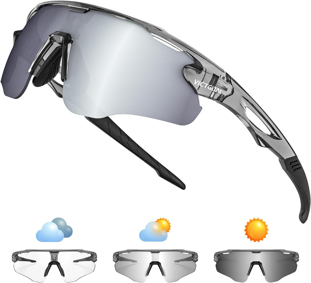 VICTGOAL Cycling Glasses Photochromic Sunglasses for Men Women TR90 Frame Glasses with UV Protection Bike Glasses for Cycling