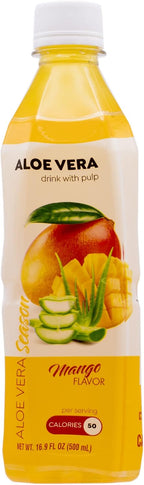 Season Aloe Vera Drink with Pulp, Mango Flavor, 16.9 fl oz (Pack of 12)