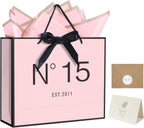 QLSKO 13" Birthday Gift Bag with Card Envelope Sticker Bow Ribbon and Tissue papers for Women Girls Design with Handles,13th-100th (EST.2011 15th, 13" W x 10.5" H x 4.3" D)