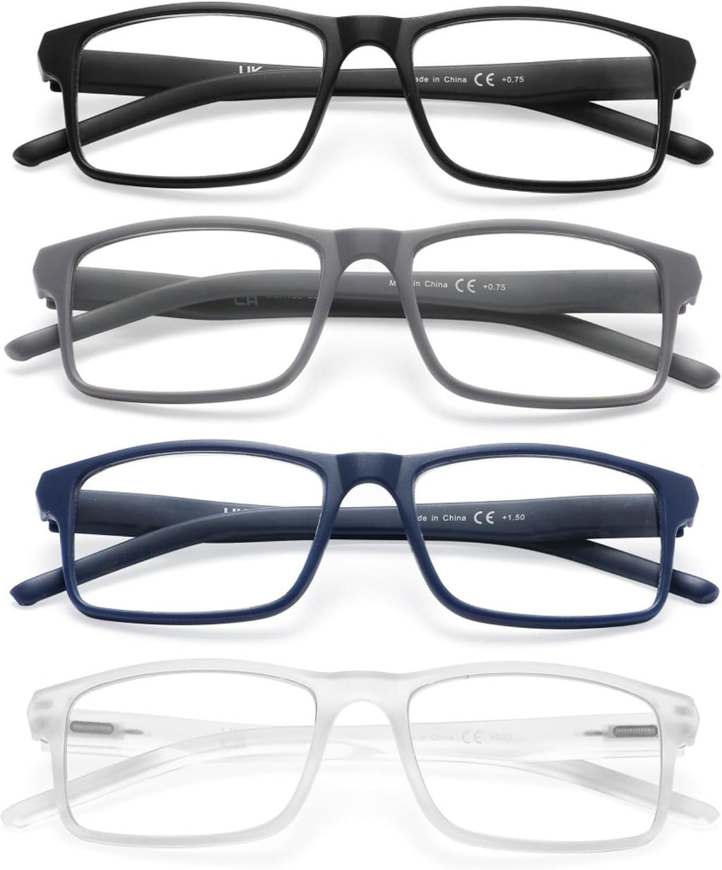 MODFANS Reading Glasses Men Readers 4 Pack,Blue Light Blocking Reading Glasses Anti Glare/Eye Strain Filter UV,Rectangular Unisex Lightweight Frame Comfortable Spring Hinge Eyeglasses 2.50