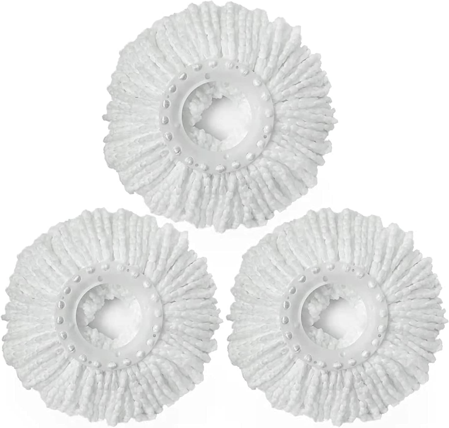 Mop Replacement Head for 360° Spin Magic Mop, Microfiber Spin Mop Refills, Round Shape Standard Universal Size (3 Pack)