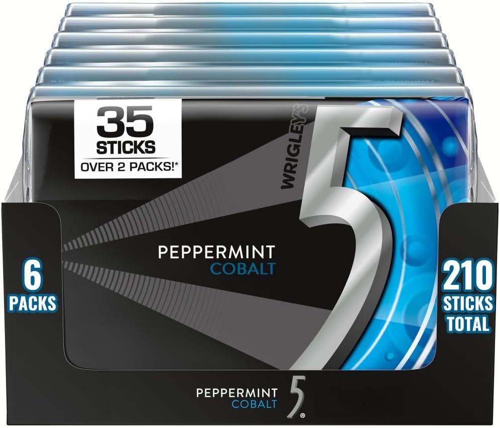 5 GUM Peppermint Cobalt Sugar Free Gum, 35-Stick Pack, 6 Packs