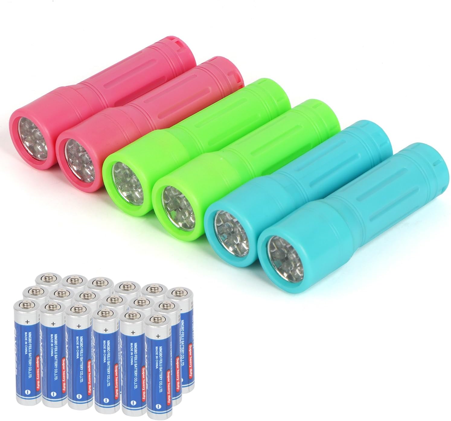 9-LED Mini Flashlight 6-Pack, Small Multicolor Flashlights with Lanyard, 18 AAA Batteries Included, for Hurricane Supplies, Christmas Gifts Stocking Stuffers