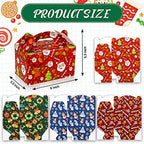 Clabby 24 Pcs Christmas Treat Boxes with Handles 3D Christmas Cookie Gift Boxes Cardboard Goodie Candy Bags Xmas Santa Elf Snowman Elk Gingerbread Holiday Party Favor Supplies, 4 Design(Novelty Style)