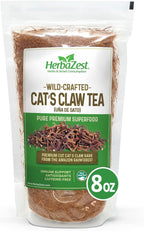 HerbaZest Cat's Claw Tea (Uña de Gato) – 8oz (225g) – Premium Wild-Crafted & 100% Pure Bark – Naturally Caffeine Free