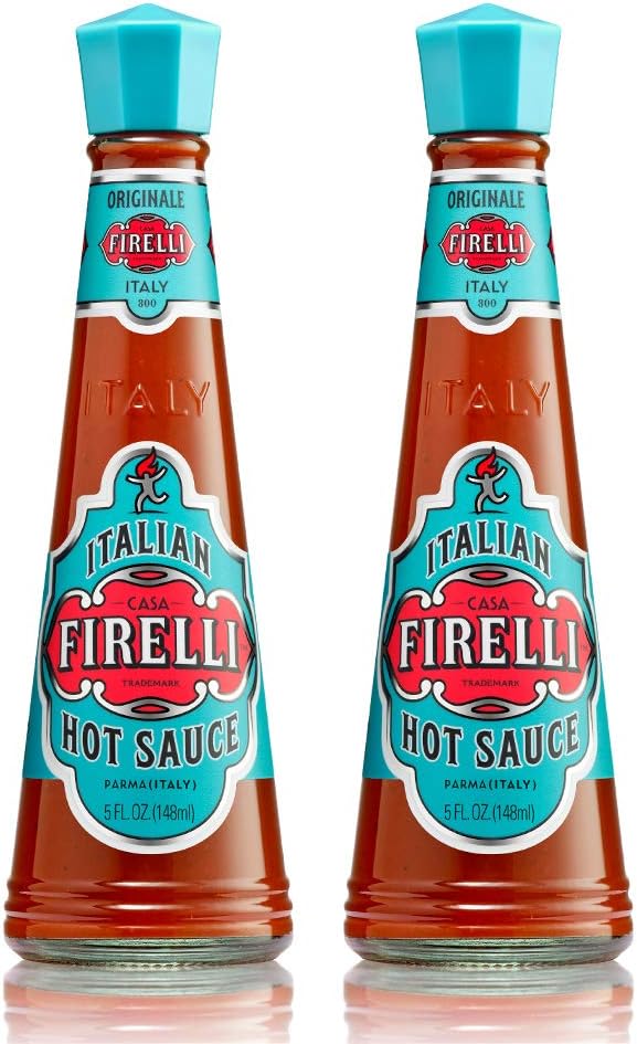 FIRELLI Italian Hot Sauce | 5oz Bottle (Pack of 2) | Perfect Kick for Pizza, Ramen, Eggs | Great Balanced Flavor, Gluten Free, Keto, All Natural, Made in Italy With Calabrian Chili Peppers