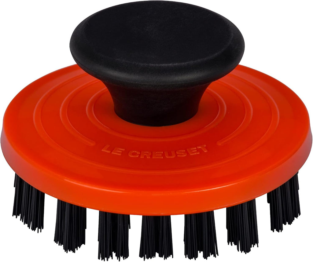 Le Creuset Nylon Cast Iron Grill Pan Brush, 3 1/4 Inches, Flame