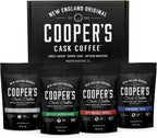 Bourbon & Whiskey Barrel Aged Coffee Box Set - 4-Bag Roasted Coffee Sampler - Bourbon Colombian, Malt Whiskey Sumatra, Rye Whiskey Ethiopian, Rum Barrel Rwanda, (Ground, 4 Ounce (Pack of 4))