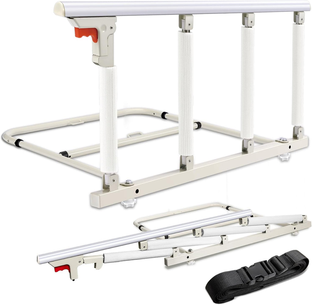 Bed Rails for Elderly Adults Safety, Folding Bed Assist Rails for Seniors, Bed Handle Bedside Assist Guard Rails for Adults, Fall Prevention Safety with Collapsible Bedrails, 37x20