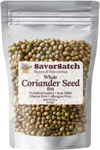 SavorSatch Coriander Seeds Whole – Resealable Pouch | Certified Kosher, Non-GMO, Aromatic Spice for Cooking, Baking, Seasoning & Indian Cuisine - 6 oz (Pack of 1)