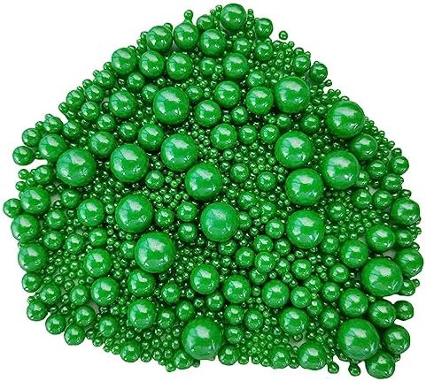 Edible Christmas Green Sugar Pearls Candy Sprinkles 120G/ 4.23Ounce Baking Cake Sprinkles Cupcake and Cake Topper Cookie Decorations Wedding Party Valentines Halloween Christmas Supplies