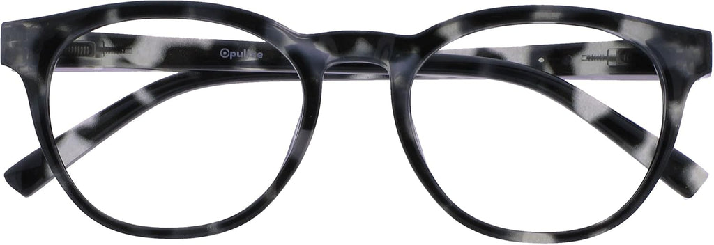 OPULIZE BLU Blue Light Blocking Reading Glasses for Women Men, Cool Round Frame with Anti-Glare Computer and Gaming Eyewear, UV and Eyestrain Protection, Grey Tortoise +1.50 (Pack of 1)