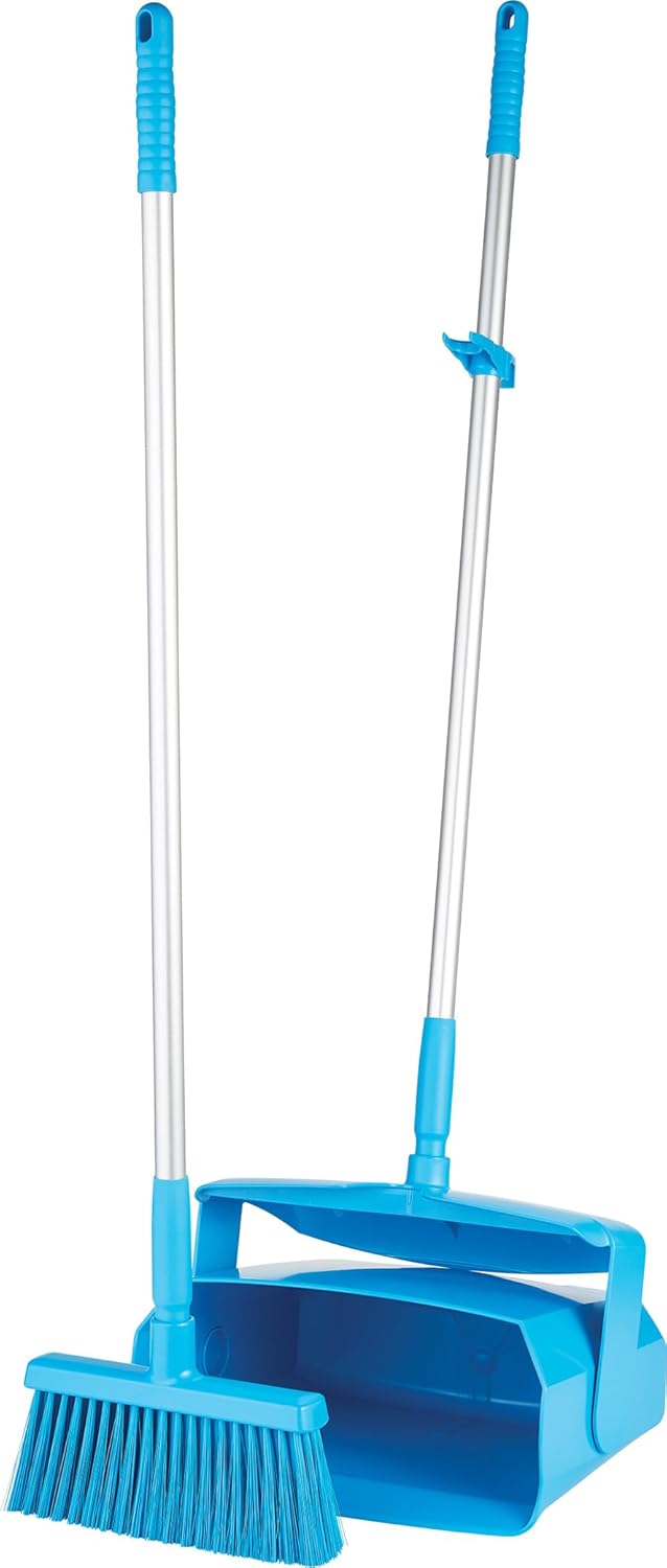 Remco - A Vikan Company 62503 Lobby Dustpan with Broom, Polypropylene/Polyester/Aluminum, 7" X 14" Bin, 37" Handle, Blue