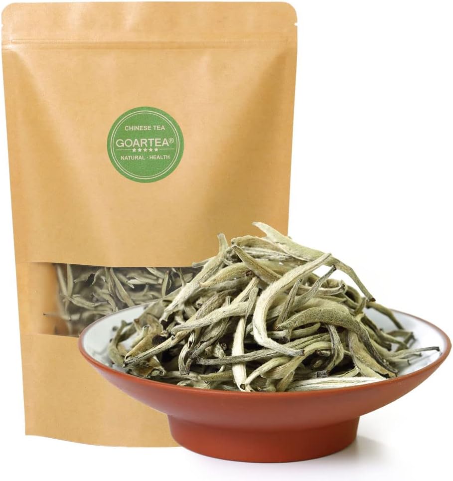GOARTEA 2Pcs 250g / Total 17.6oz Premium Silver Needle White Tea - Baihao Yinzhen Chinese Silver Tips Loose Leaf White Tea
