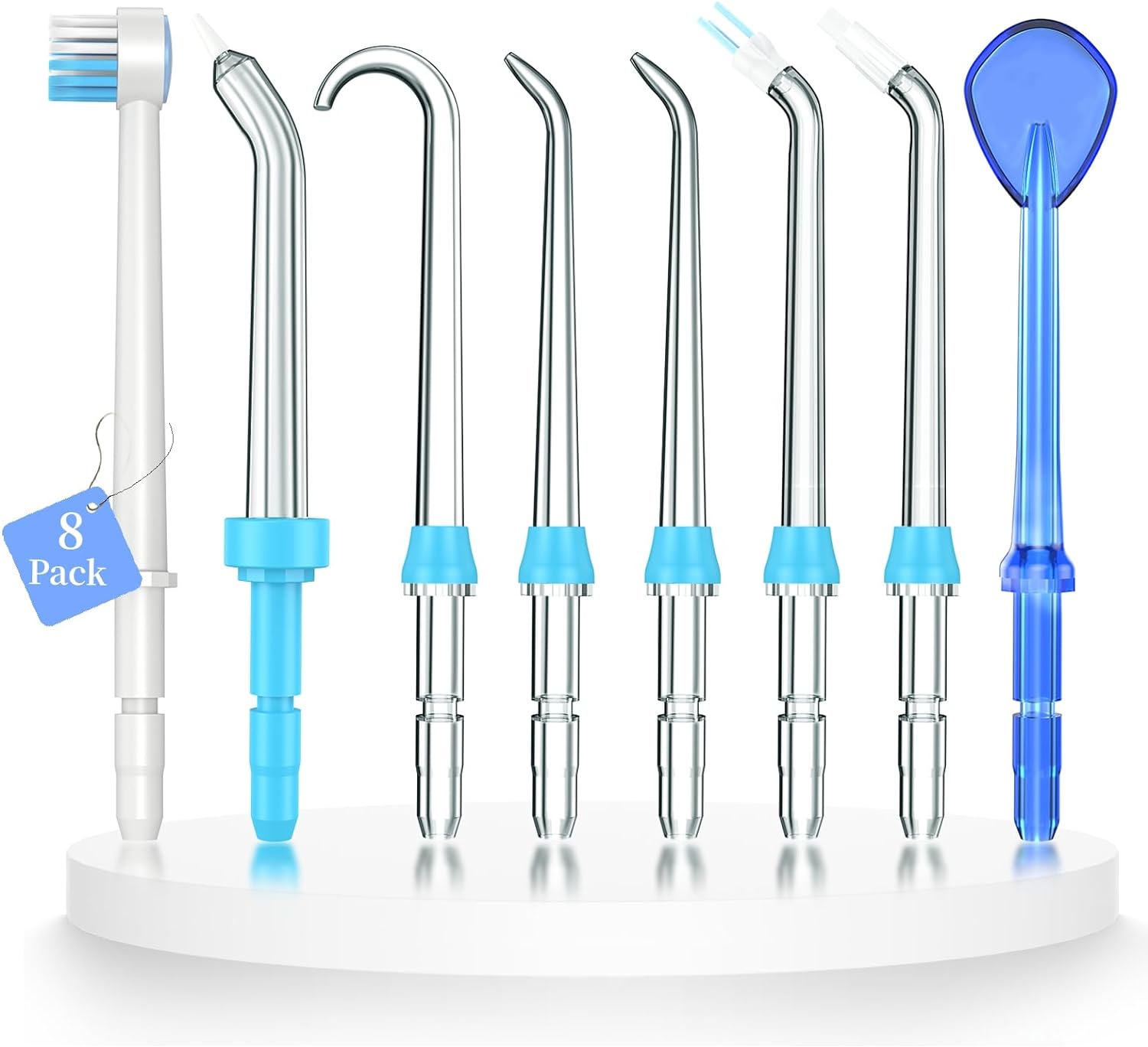Replacement Tips for Waterpik Water Flosser,Replacement Classic Jet Tips Compatible with Waterpik Oral Irrigator,Replacement Brush Heads for Water pik,8 Pcs Replacement Parts for Water pik