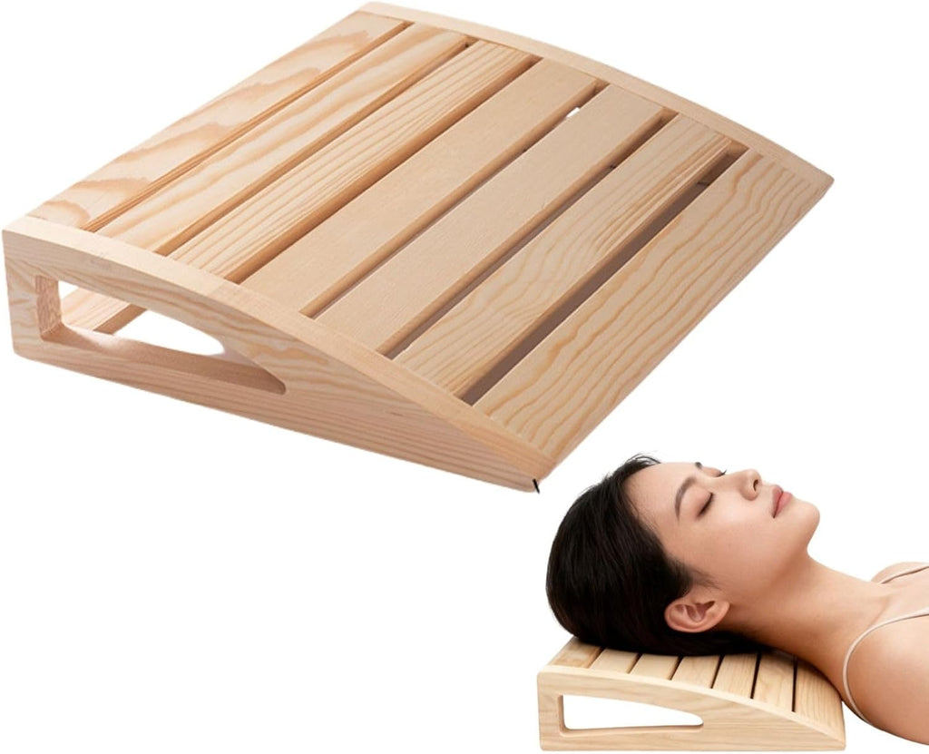 bangminda Sauna Headrest,Wooden Head Rest,Ergonomic Neck Pillow Head Support for Sauna Room,Sauna Supplies Accessories