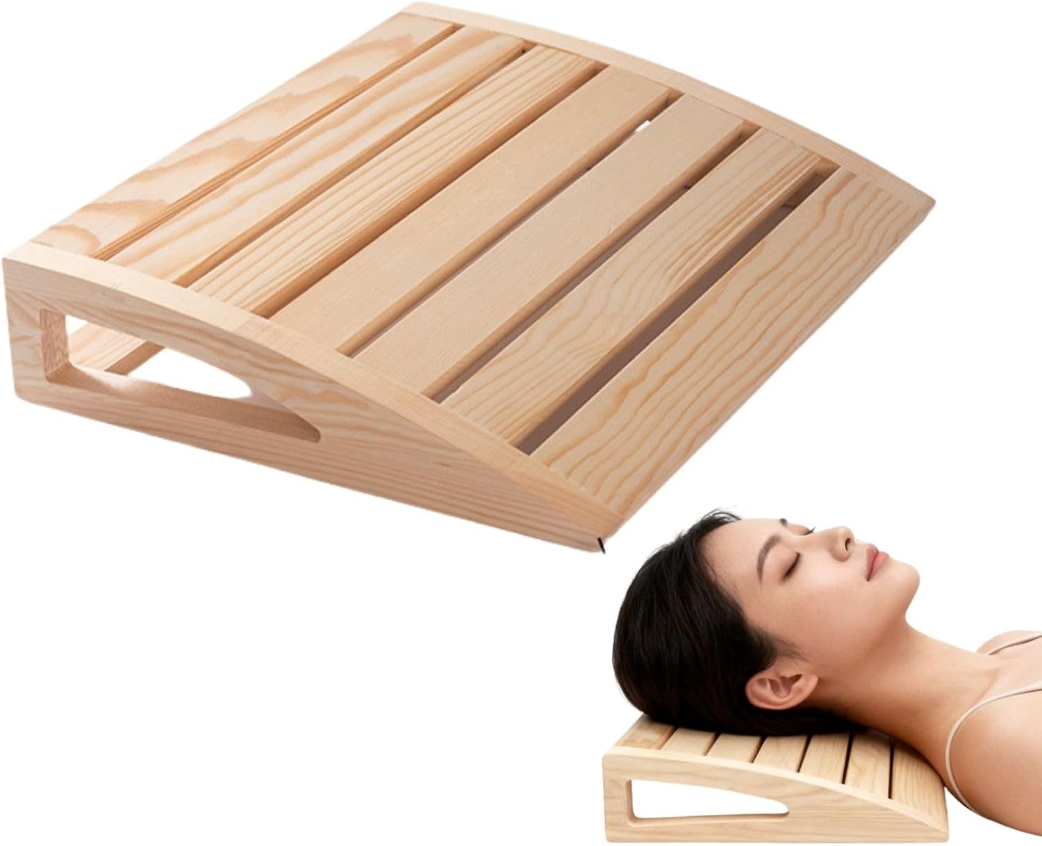 bangminda Sauna Headrest,Wooden Head Rest,Ergonomic Neck Pillow Head Support for Sauna Room,Sauna Supplies Accessories