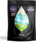 PiPi Tea Organic Oolong Tea Bags – Whole Leaf, 20 Bags (4g Each) – Cortisol & Calming Tea for Anxiety, Stress, Weight Loss – Bulk Loose Leaf Oolong Tea